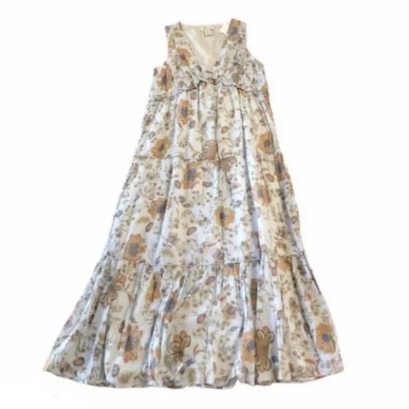 Rachel Zoe NWT floral v neck sleeveless cotton maxi dress cottagecore size small - Picture 3 of 12